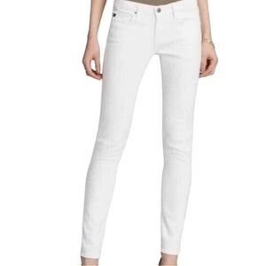 AG Adriano‎ Goldschmied The Stilt Roll-Up Cigarette Low Rise White Jeans, Sz 28R